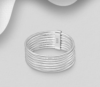 Set of 7 Bound Band Rings, Made of 925 Sterling Silver