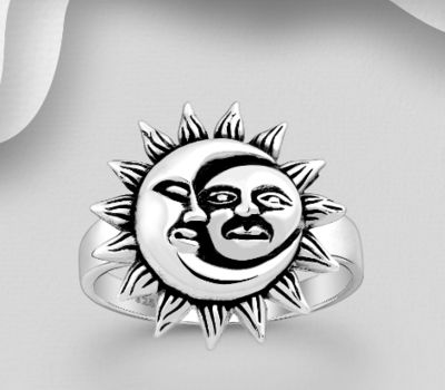 925 Sterling Silver Moon & Sun Ring