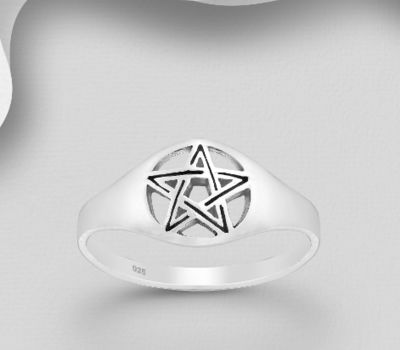 925 Sterling Silver Oxidized Star Ring