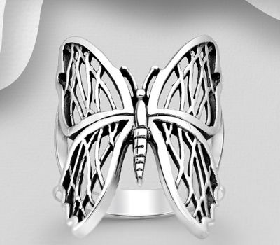 Sterling silver butterfly ring.