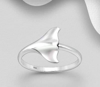 925 Sterling Silver Whale Tail Ring