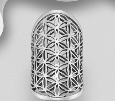 925 Sterling Silver Flower Of Life Ring
