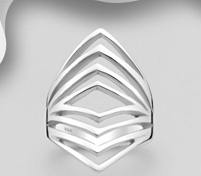 925 Sterling Silver Chevron Layered Ring