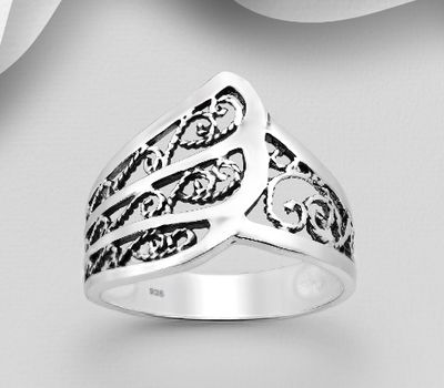 925 Sterling Silver Oxidized Filigree Ring