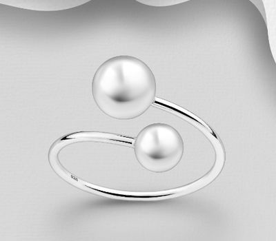 925 Sterling Silver Adjustable Ball Ring