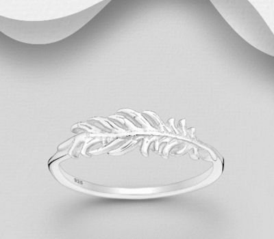 925 Sterling Silver Feather Ring