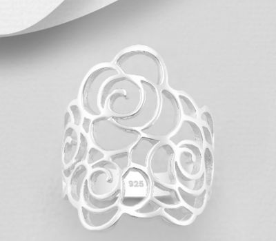 Şəkli böyütmək üçün tiklayın 925 Sterling Silver Rose Ring