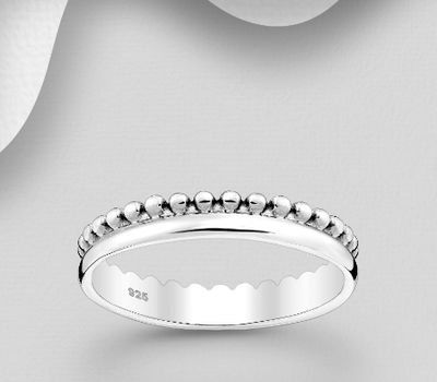 925 Sterling Silver Oxidized Band Ring, 4 mm Wide