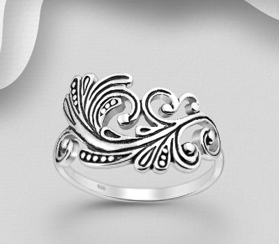 925 Sterling Silver Oxidized Swirl Ring