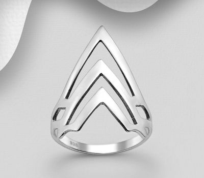 925 Sterling Silver Chevron Layered Ring