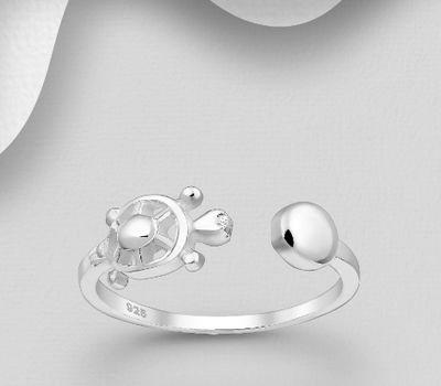 925 Sterling Silver Adjustable Turtle Ring