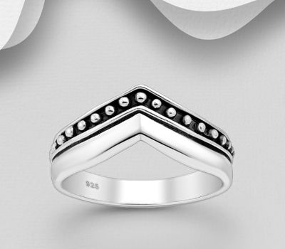925 Sterling Silver Oxidized Chevron Ring