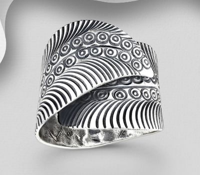925 Sterling Silver Oxidized Leaf Ring