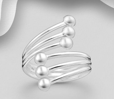 925 Sterling Silver Adjustable Ball Ring