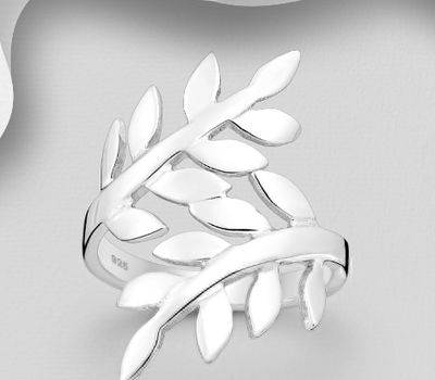 925 Sterling Silver Adjustable Leaf Ring