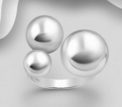 925 Sterling Silver Adjustable Ball Ring