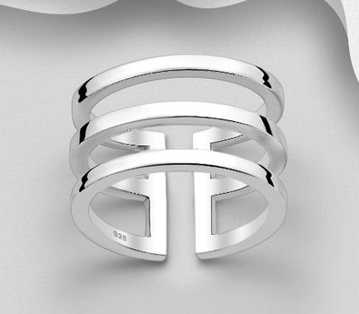 925 Sterling Silver Adjustable Layered Ring