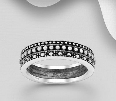 925 Sterling Silver Oxidized Band Ring, 5 mm Wide