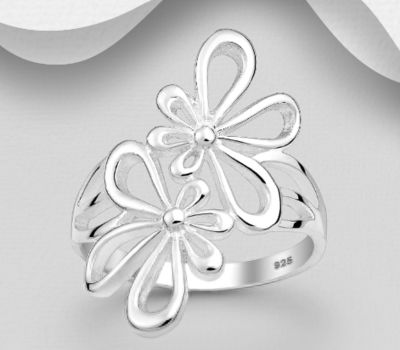 925 Sterling Silver Adjustable Flower Ring
