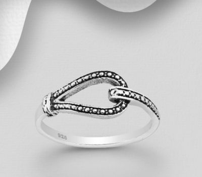 925 Sterling Silver Oxidized Rope Ring
