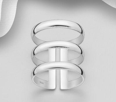 925 Sterling Silver Adjustable Layered Ring