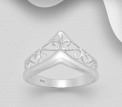 925 Sterling Silver Chevron Ring
