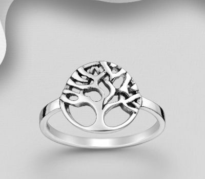 925 Sterling Silver Oxidized Tree Of Life Ring