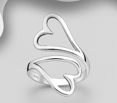 925 Sterling Silver Adjustable Heart Ring