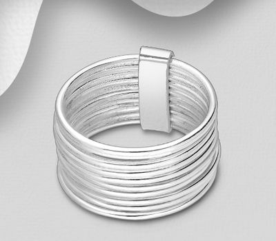 Set of 10 Sterling Silver Bound Band Ring