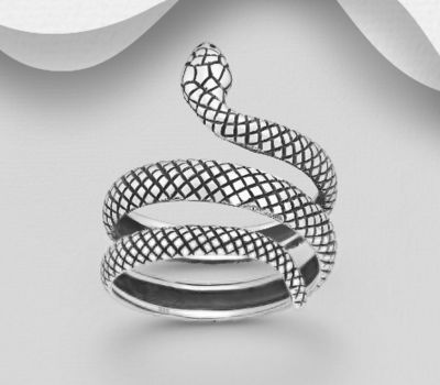 925 Sterling Silver Wrap Oxidized Snake Ring