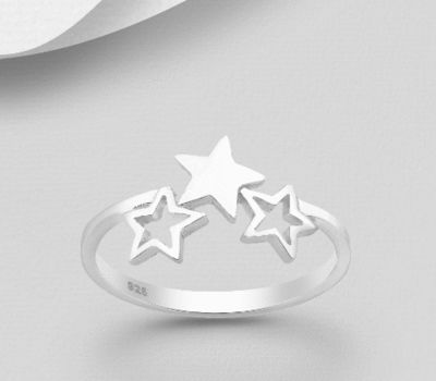 925 Sterling Silver Pentagram Star Ring
