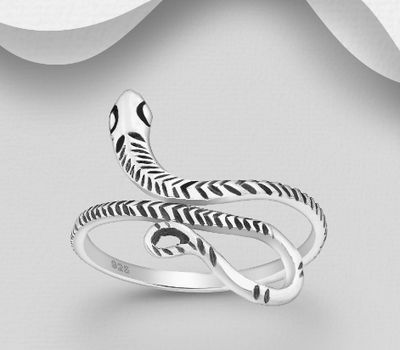 925 Sterling Silver Oxidized Snake Ring