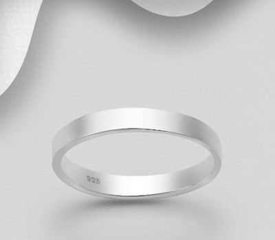 925 Sterling Silver Engravable Band Ring, 3 mm Wide