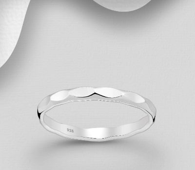 925 Sterling Silver Marquise Pattern Ring, 2.5 mm Wide
