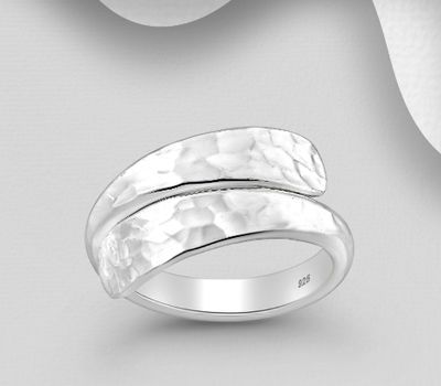 925 Sterling Silver Adjustable Hammered Ring