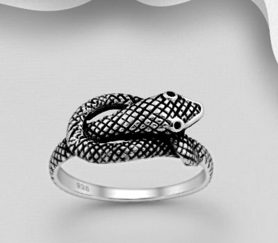 925 Sterling Silver Oxidized Snake Ring