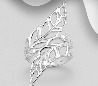 925 Sterling Silver Adjustable Leaf Ring