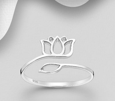 925 Sterling Silver Adjustable Lotus Ring