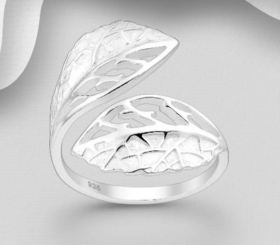 925 Sterling Silver Adjustable Leaf Ring