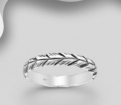 925 Sterling Silver Oxidized Leaf Ring