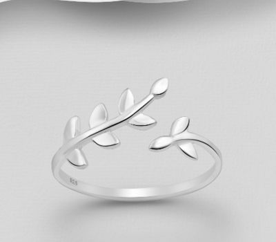 925 Sterling Silver Adjustable Leaf Ring