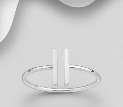925 Sterling Silver Adjustable Bar Ring
