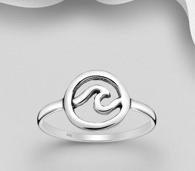 925 Sterling Silver Oxidized Wave Ring