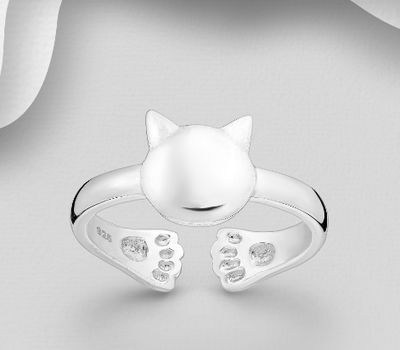 925 Sterling Silver Adjustable Cat Ring