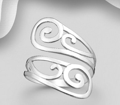 925 Sterling Silver Adjustable Swirl Ring
