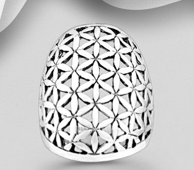 925 Sterling Silver Flower Of Life Ring