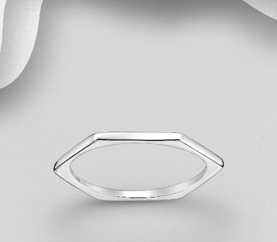 925 Sterling Silver Hexagon Ring