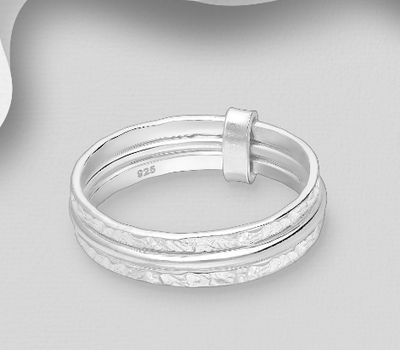 Set of 3 Sterling Silver Textured Band Ring