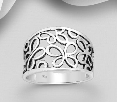 925 Sterling Silver Oxidized Butterfly Ring