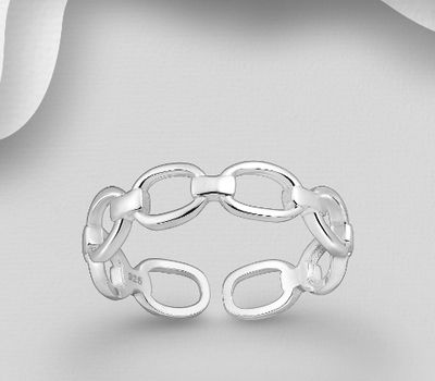 925 Sterling Silver Adjustable Links Ring